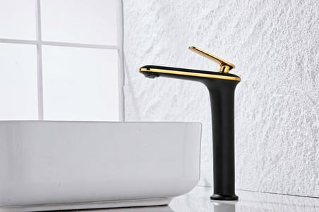 FORMA UZUN LAVABO BATARYASI MAT SIYAH-ALTIN