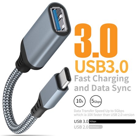Lunatic 8020 USB 3.1 TYPE-C to OTG Lüx Örgülü Çevirici Dönüştürücü Adaptör