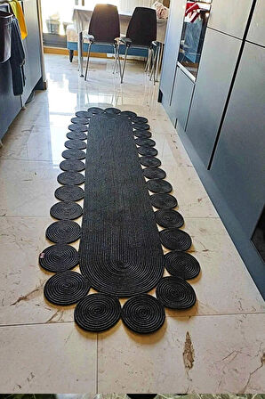 BHR Creative Jüt İp Oval Balkon Banyo Koridor Salon Yatak Odası Kilim Halı Paspas 