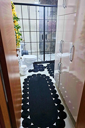 BHR Creative Jüt İp Oval Balkon Banyo Koridor Salon Yatak Odası Kilim Halı Paspas 