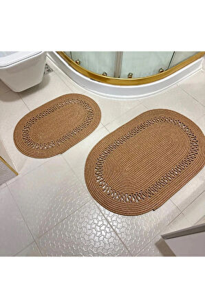 BHR Creative Jüt İp 2 Li Paspas Ve 2 Li Sepet 4 Lü Banyo Seti-Banyo Paspası Klozet Önü Paspası