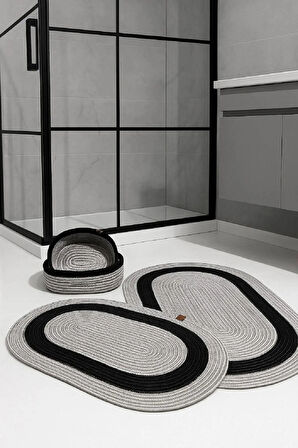BHR Creative Jüt İp 2 Li Paspas Ve 2 Li Sepet 4 Lü Banyo Seti-Banyo Paspası Klozet Önü Paspası