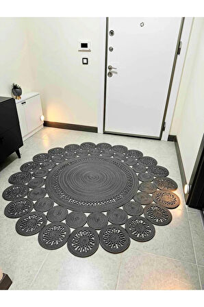 BHR Creative Jüt İp Papatya Modeli Kapı Önü Koridor Banyo Salon Yatak Odası Oturma Odası Halı Kilim Paspas
