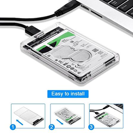  2.5" USB 3.0 Harici SSD Harddisk Şeffaf Taşınabilir HDD Kutusu