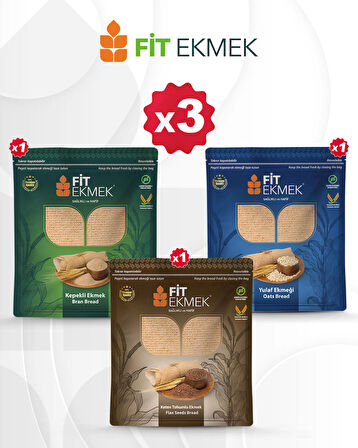 fit Kepekli Lavaş Ekmeği 300gr, Yulafli Lavaş Ekmeği 300gr ve Keten Tohumlu Lavaş Ekmeği 300gr
