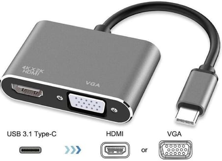 Lunatic 2847 USB Type C To Hdmi VGA 3.1 4K Çevirici Dönüştürücü Adaptör