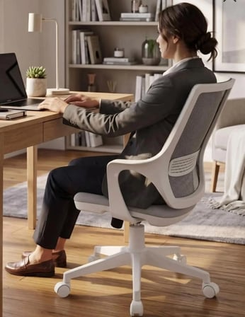 Yenilik Rüzgarı Çalışma Koltuğu Ergonomik Gri Beyaz Ofis Sandalyesi