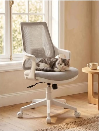 Yenilik Rüzgarı Çalışma Koltuğu Ergonomik Gri Beyaz Ofis Sandalyesi