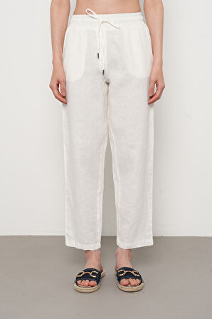 KADIN %100 KETEN RAHAT KALIP DÜZ RENK PANTOLON