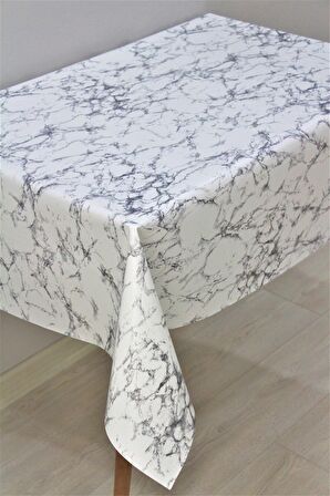 Elyaf Astarlı Silinebilir PVC Muşamba Masa Örtüsü Gri Mermer - 1068-1GR