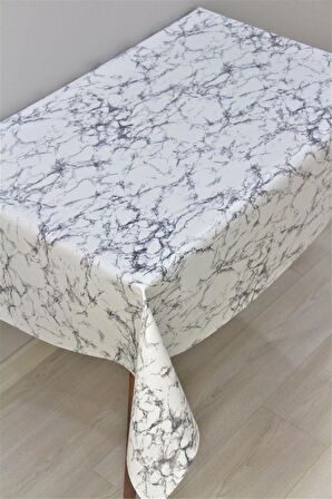 Elyaf Astarlı Silinebilir PVC Muşamba Masa Örtüsü Gri Mermer - 1068-1GR