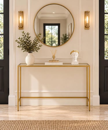 Gold Metal Şeffaf Camlı Modern Dresuar 80cm