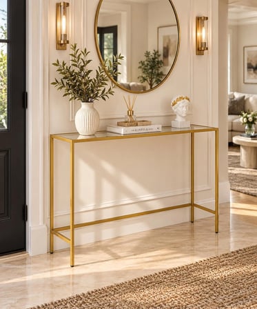 Gold Metal Şeffaf Camlı Modern Dresuar 80cm