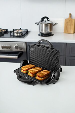 Awox Orion Tost Ve Izgara Makinesi 180° Açılabilir 1800w Siyah