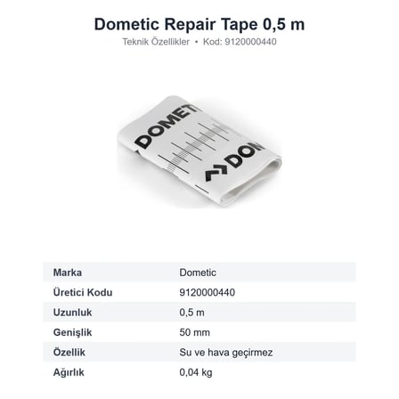 Dometic Repair Tape Çadır ve Tente Tamir Bandı 50 mm x 0,5 m (9120000440)