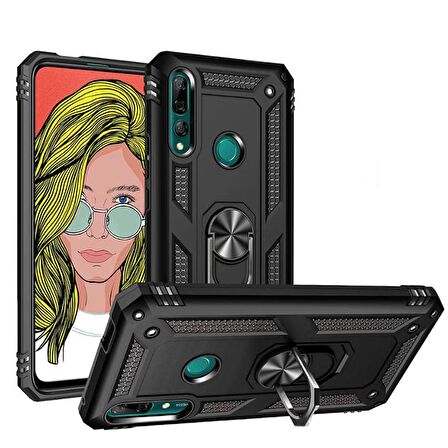 Gpack Huawei Y9 Prime 2019 Kılıf Vega Standlı Yüzüklü Mıknatıslı