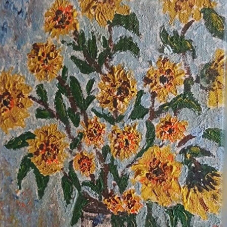 Uretti-Kıymet7393 5905 El Yapımı Ayçiçekler Temalı Kanvas Tablo