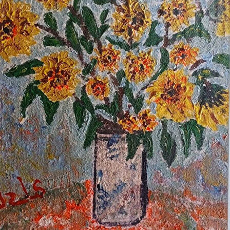 Uretti-Kıymet7393 5905 El Yapımı Ayçiçekler Temalı Kanvas Tablo