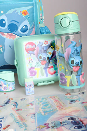 "DEKOMUS İLE LİSANSLI STITCH "GALAXY POP KOLEKSİYONU" FULL KIRTASİYE OKUL SETİ OKUL ÇANTASI,TERMOSLU BESLENME ÇANTASI,500 ML MATARA VE BESLENME KABI SETİ
