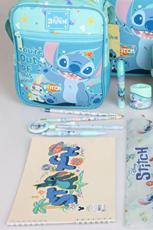 "DEKOMUS İLE LİSANSLI STITCH "GALAXY POP KOLEKSİYONU" FULL KIRTASİYE OKUL SETİ OKUL ÇANTASI,TERMOSLU BESLENME ÇANTASI,500 ML MATARA VE BESLENME KABI SETİ
