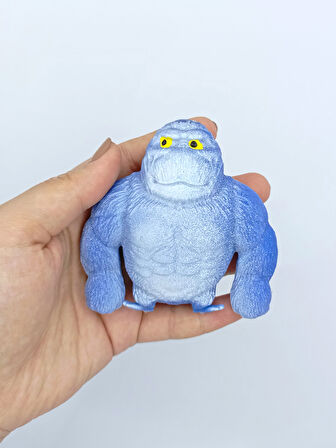 Squishy Goril Stres Önleyici Gorilla 9 cm Sukuşi Maymun - Mavi