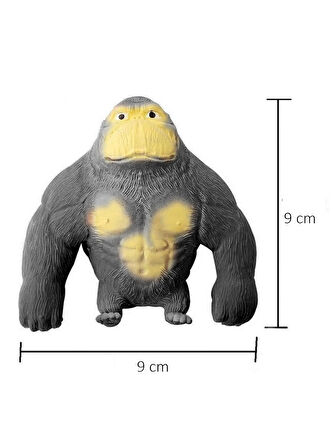 Squishy Goril Stres Önleyici Gorilla 9 cm Sukuşi Maymun - Koyu Gri