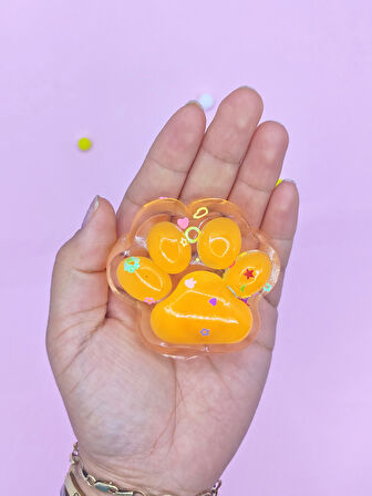 Işıklı Şeffaf Pati Squishy Pullu Yumuşacık 6 cm Pati Sukuşi - Turuncu