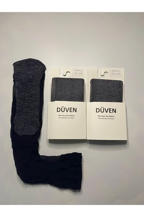 Comfort Cotton Taban 2'Li Dizaltı Pantolon Siyah Çorap