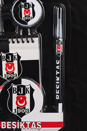 "DEKOMUS CEP DEFTERİ HEDİYELİ" YENİ SEZON LİSANSLI BEŞİKTAŞ 4'LÜ KIRTASİYE SETİ NOT DEFTERİ, SİLGİ,KALEMTRAŞ,GEÇMELİ KURŞUN KALEM