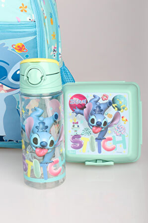 "DEKOMUS CEP DEFTERİ HEDİYELİ" LİSANSLI STITCH "GALAXY POP KOLEKSİYONU" OKUL ÇANTASI,TERMOSLU BESLENME ÇANTASI,500 ML MATARA VE BESLENME KABI SETİ