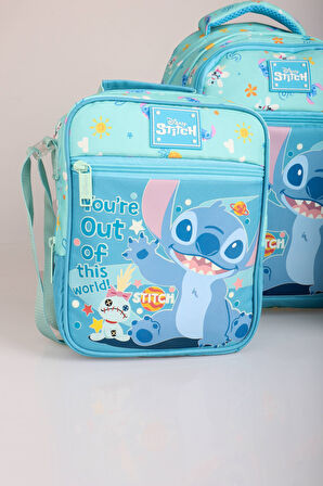 "DEKOMUS CEP DEFTERİ HEDİYELİ" LİSANSLI STITCH "GALAXY POP KOLEKSİYONU" OKUL ÇANTASI,TERMOSLU BESLENME ÇANTASI,500 ML MATARA VE BESLENME KABI SETİ