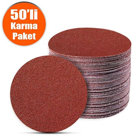 50 Adet Cırt Zımpara 115 Mm Spiral Avuç Taşlama (Karma Paket)