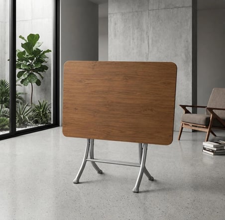 60x90 cm Ahşap Katlanır Masa Metal Ayaklı Portatif Çok Amaçlı Balkon, Bahçe ve Mutfak Masası
