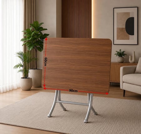 60x90 cm Ahşap Katlanır Masa Metal Ayaklı Portatif Çok Amaçlı Balkon, Bahçe ve Mutfak Masası