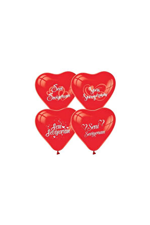 Seni Seviyorum"baskılı 12" Kırmızı Kalp Balon