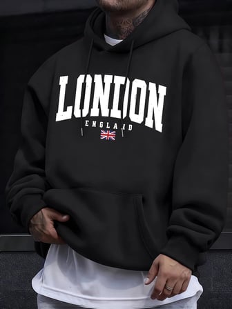 Londra İngiltere Bayrağı Baskı Kazak Erkekler Için Sonbahar Hip Hop Kazaklar Polar Tüm Maç Uz