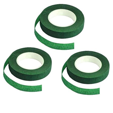 3lü Set Çiçekçi Bandı Yeşil Renk Yapay Çiçek Latex Köpük Çiçek Sapı Sarma Yeşil Bant 30metre 