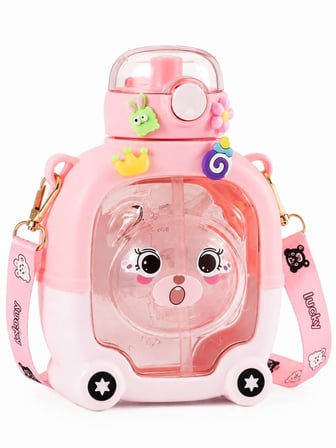 MYK Hediye Ve Sanat Atölyesi Ayıcık Model Suluk Pembe 1000 Ml BPA İçermez Çocuk Okul Su Şişesi