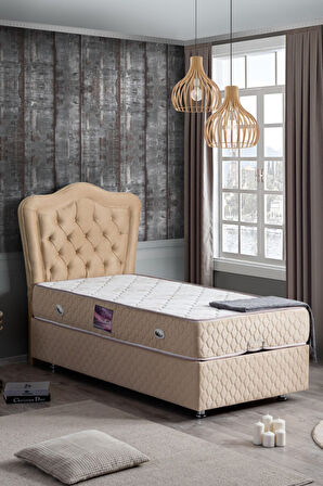 Camelli New İkili Set, Tek Kişilik Baza Başlık Seti, Bej