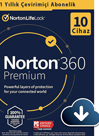 Norton 360 Premium 10 Cihaz / 1 Yıl Dijital Lisans + 75 GB Bulut Yedek