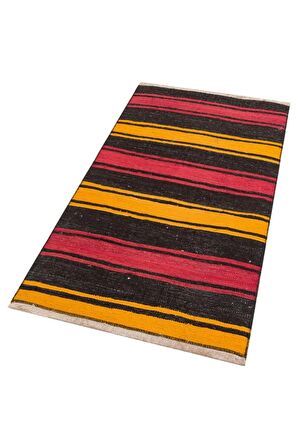 EL DOKUMA MÜRDÜM SARI RENGİ VİNTAGE KİLİM