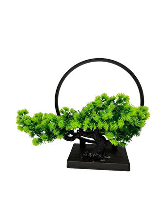 Yapay Ağaç Bonzai Çemberli Model Dekoratif Yapay Ağaç Bonsai Yapay Ağaç Masa Ofis Hediyelik