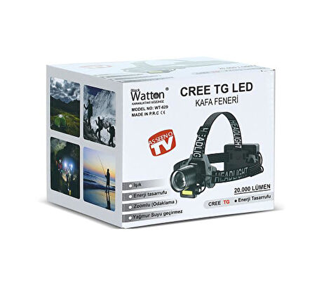 Watton WT-629 Cree TG Led 20.000 Lümen Yağmur Suyu Geçirmez Kafa Lambası