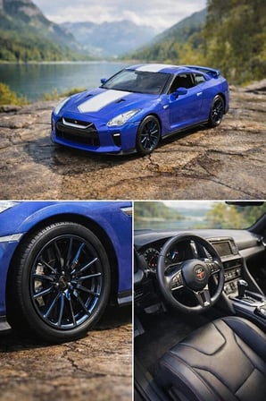 Nissan GTR R35 50Th Anniversary Edition Diecast Model Araba Nissan GTR R35 Mavi Model Araba