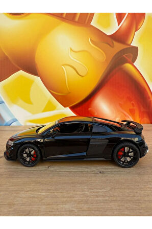 1:24 Audi R8 Diecast Model Araba Siyah Audi Araba Açılan Kapılar Sesli Işıklı Çekbırak Model Araba
