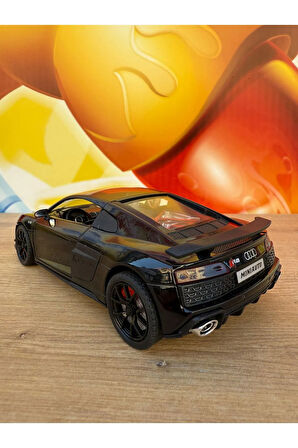 1:24 Audi R8 Diecast Model Araba Siyah Audi Araba Açılan Kapılar Sesli Işıklı Çekbırak Model Araba