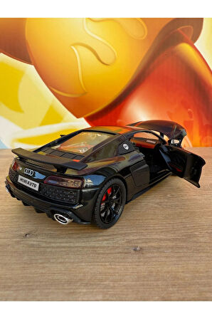 1:24 Audi R8 Diecast Model Araba Siyah Audi Araba Açılan Kapılar Sesli Işıklı Çekbırak Model Araba