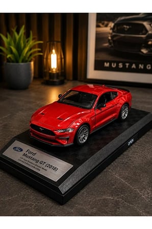 1:26 Ölçek Ford Mustang Diecast Model Araba Özel Standlı Kapıları Açılır Ford Mustang 2018 GT Model Araba