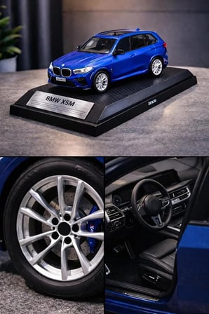 BMW X5 Mavi Diecast Model Araba BMW Jip Açılan Kapılar 1:32 Ölçek Kutulu Model Araba