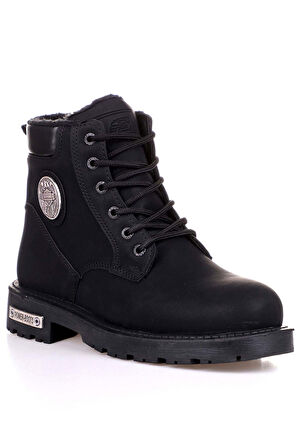 Unisex Siyah Kaymaz Termo Taban İçi Kürklü Rahat Kışlık Bot